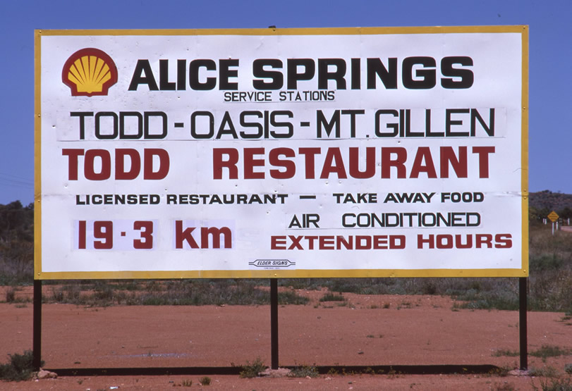 Alice Springs Road sign in 1975