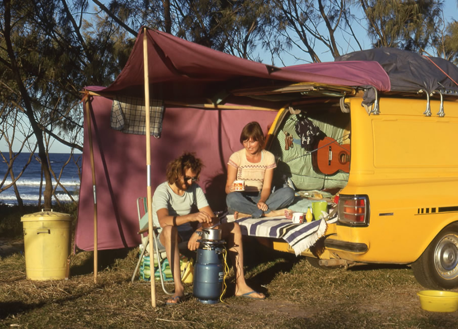 Seventies Coolum Beach camping